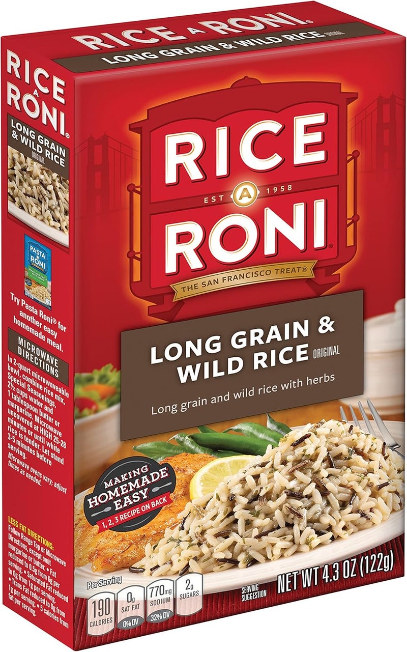 Rice-A-Roni رايس-أ-روني أرز طويل وحبوب برية مع أعشاب، 4.3 أونصة عبوة من 12 - Image 4